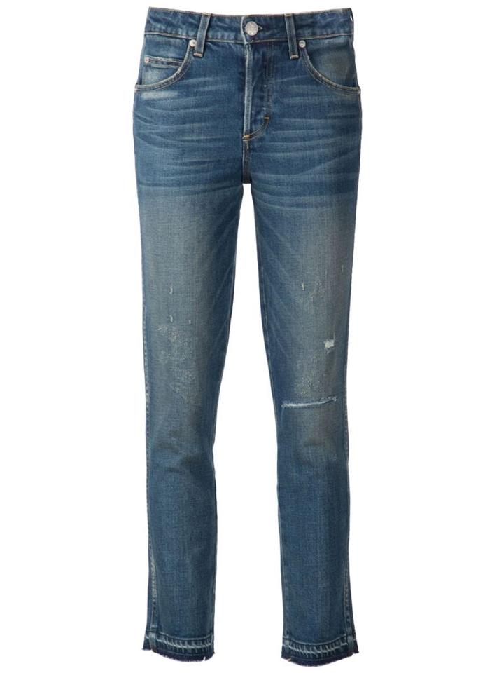 Amo Distressed Cropped Jeans, Women's, Size: 27, Blue, Cotton/spandex/elastane