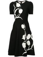 Carolina Herrera Tulip Intarsia Knit Dress - Black