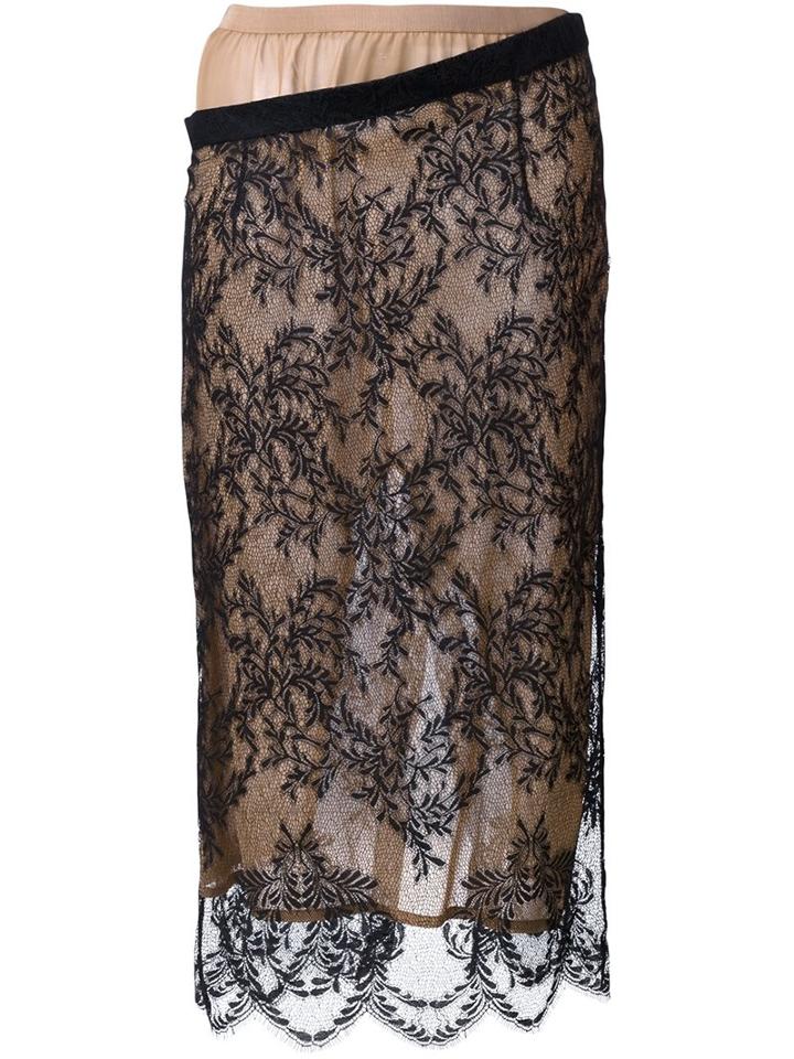 Erika Cavallini Lace Pencil Skirt, Women's, Size: 42, Black, Polyamide/polyester