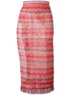 Missoni Semi Sheer Textured Fringed Midi Skirt