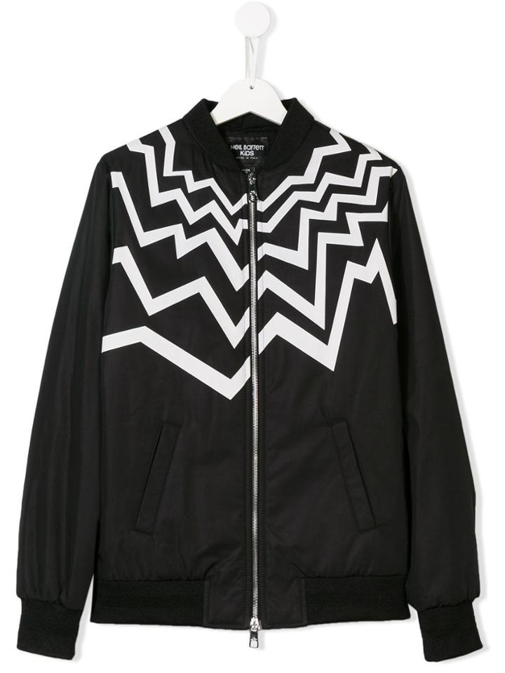 Neil Barrett Kids Teen Graphic Print Zipped Jacket - Black