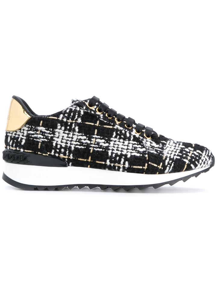 Casadei Metallic Detail Woven Sneakers - Black