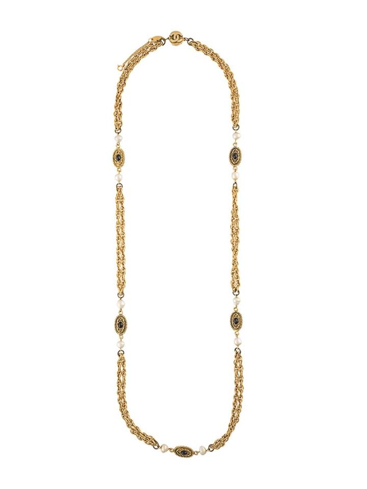 Chanel Vintage Gripoix Pearl Double Strand Neckalce - Metallic