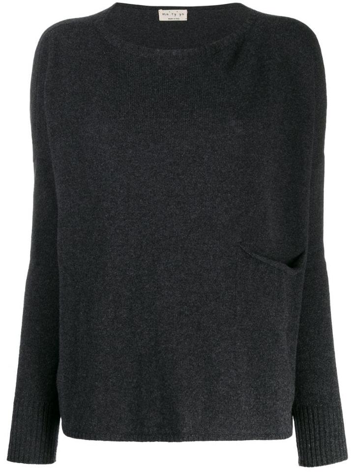 Ma'ry'ya Loose-fit Boat-neck Jumper - Grey