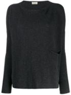 Ma'ry'ya Loose-fit Boat-neck Jumper - Grey
