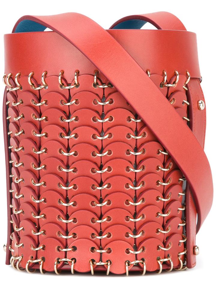 Paco Rabanne - Bucket Shoulder Bag - Women - Leather/metal - One Size, Women's, Yellow/orange, Leather/metal