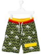 Msgm Kids - Palm Tree Shorts - Kids - Cotton - 12 Yrs, Green
