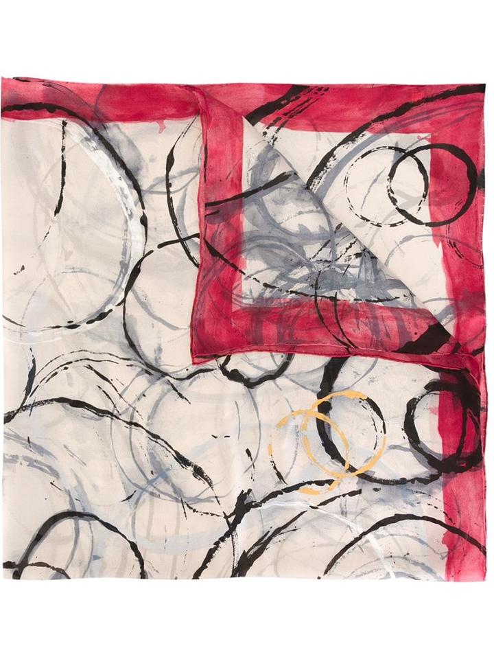 Chanel Vintage Abstract Print Scarf, Women's, Red