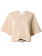 Lost & Found Rooms Drawstring Cropped Sweatshirt - Nude & Neutrals