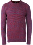 A.p.c. Contrast Knit Crew Neck Sweater, Men's, Size: Large, Red, Wool