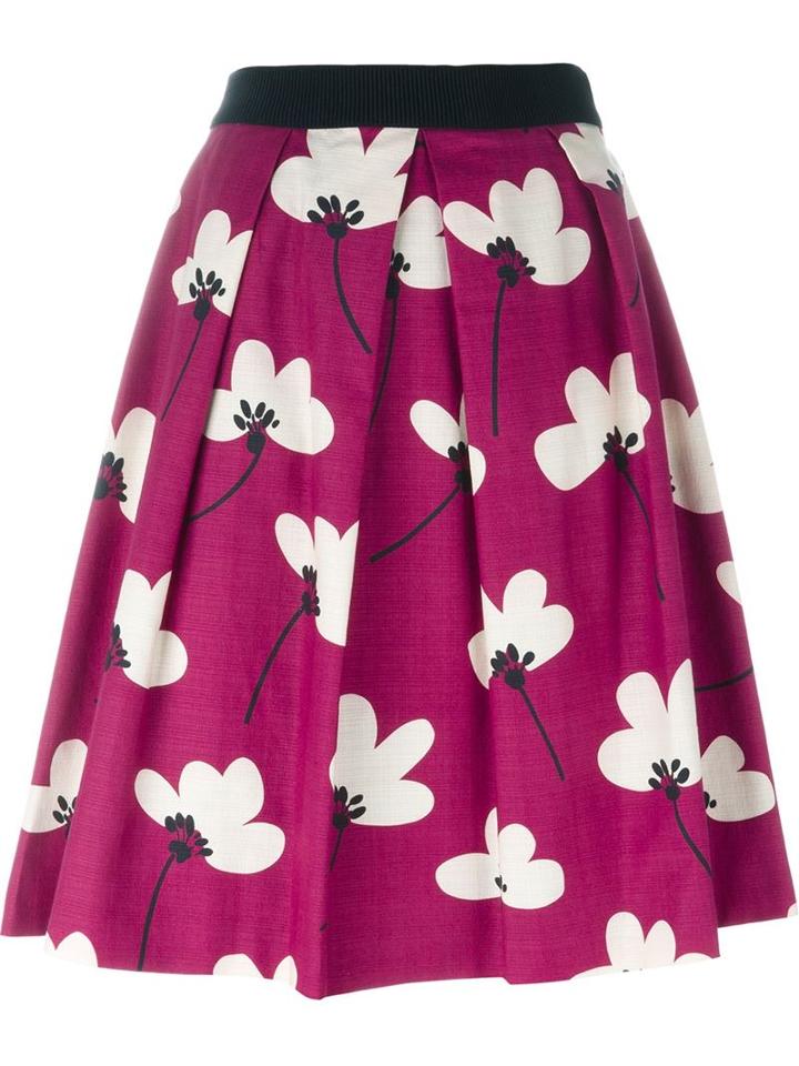 Eggs Floral A-line Skirt, Women's, Size: 42, Pink/purple, Cotton/polyester