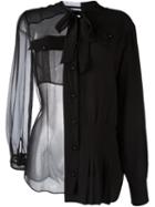 Maison Margiela Sheer Bow Detail Shirt, Women's, Size: 42, Black, Silk