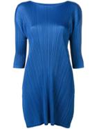 Pleats Please By Issey Miyake Three-quarter Sleeved Dress - Blue