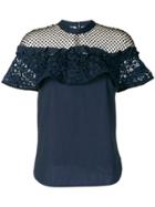 Self-portrait Lace Ruffled Top - Blue