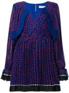 Self-portrait Pleated Print Dress - Blue