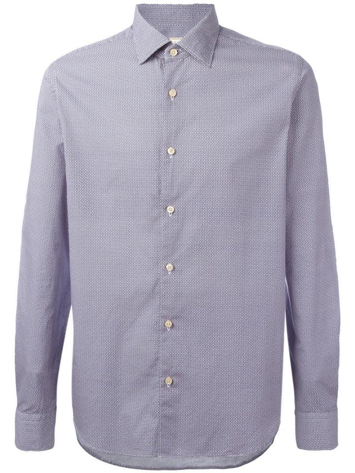 Xacus - Geometric Circle Print Shirt - Men - Cotton - 43, Blue, Cotton