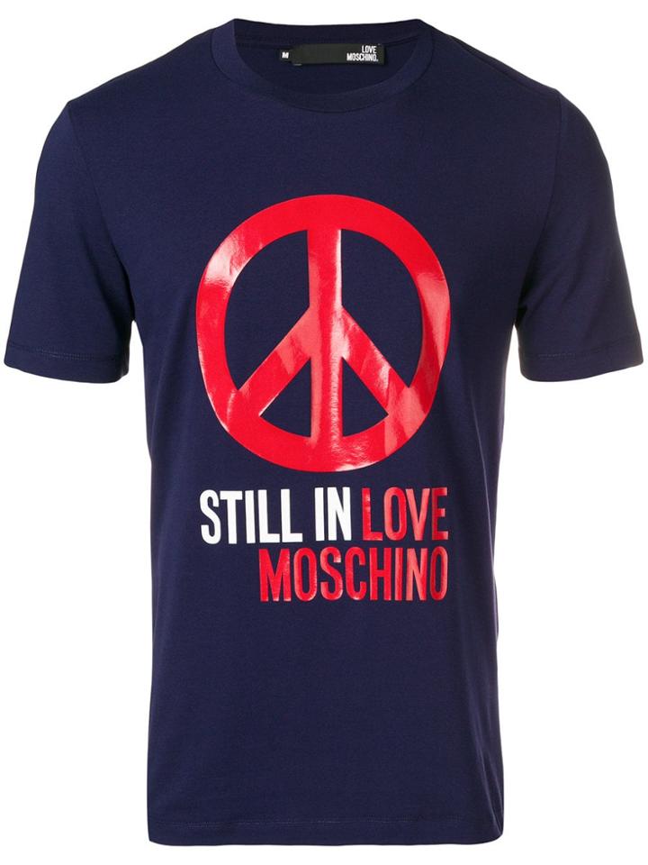 Love Moschino Peace Motif T-shirt - Blue