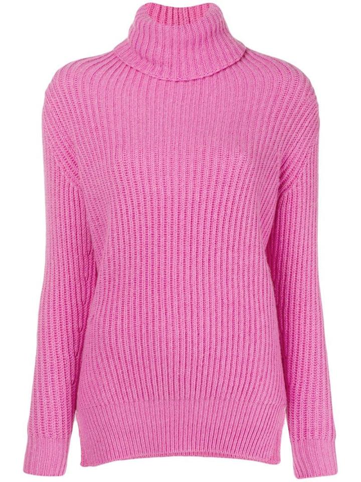 Avant Toi Ribbed Roll Neck Sweater - Pink