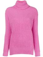 Avant Toi Ribbed Roll Neck Sweater - Pink