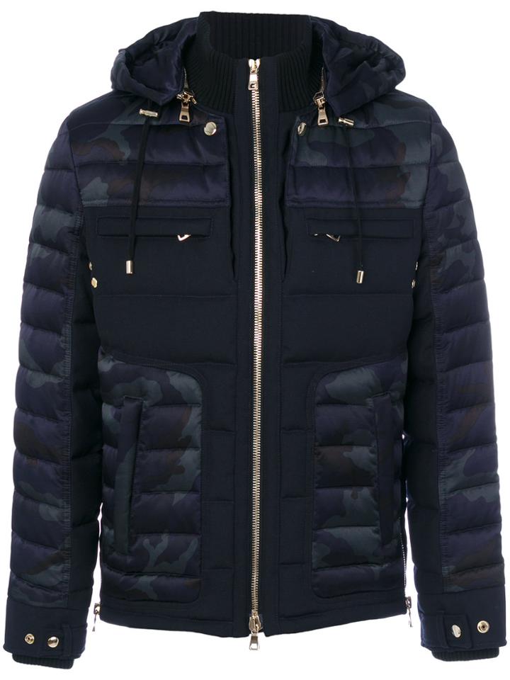 Balmain Padded Camouflage Jacket - Blue