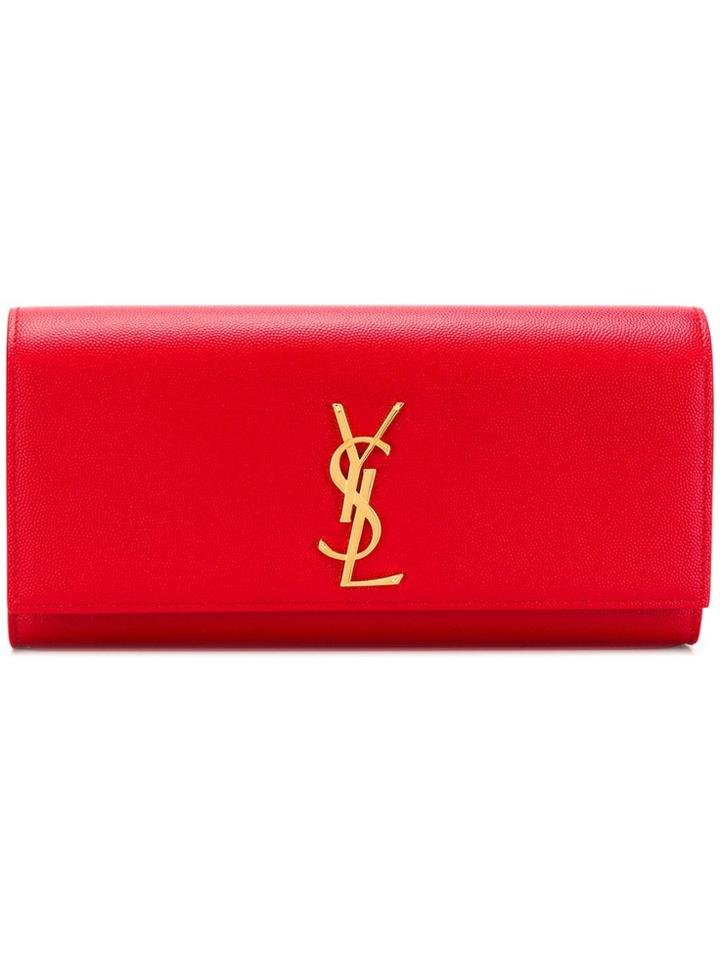 Saint Laurent Kate Monogram Clutch - Red