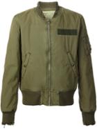 R13 Distressed Bomber Jacket, Men's, Size: Xl, Green, Cotton