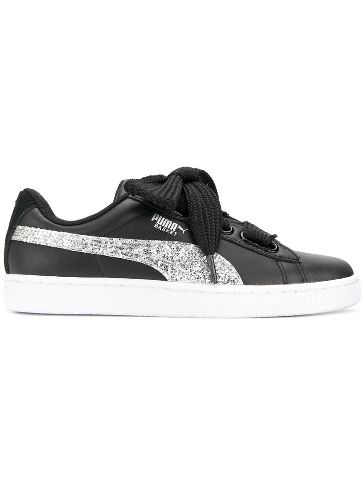 Puma Basket Heart Glitter Sneakers - Black