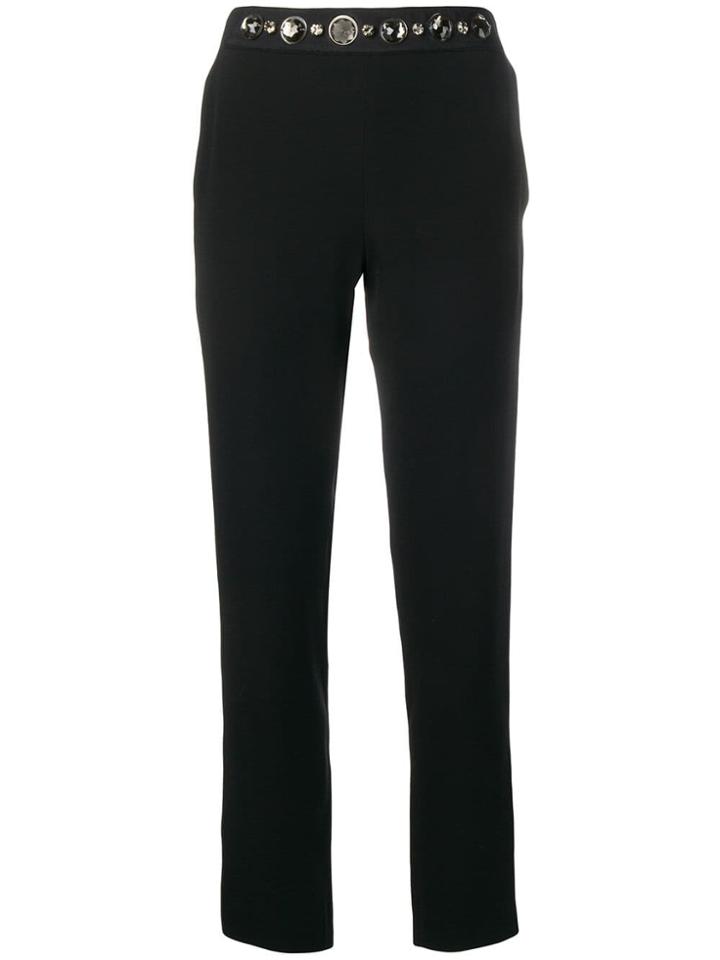 Lanvin Crystal-embellished Slim-fit Trousers - Black