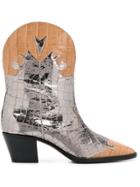 Paris Texas Crocodile Embossed Western Boots - Metallic