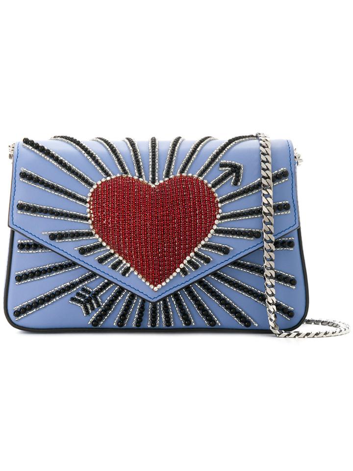 Les Petits Joueurs Embellished Heart Crossbody Bag - Blue