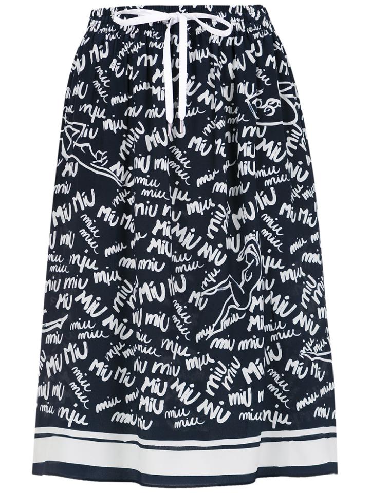 Miu Miu Drawstring Printed Skirt - Blue