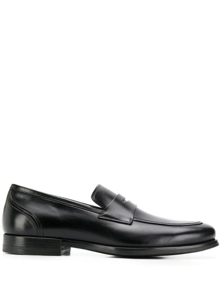 Santoni Polished Finish Loafers - Black