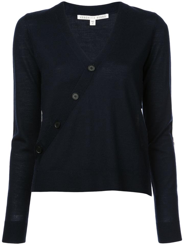 Veronica Beard V-neck Asymmetric Knitted Top - Blue