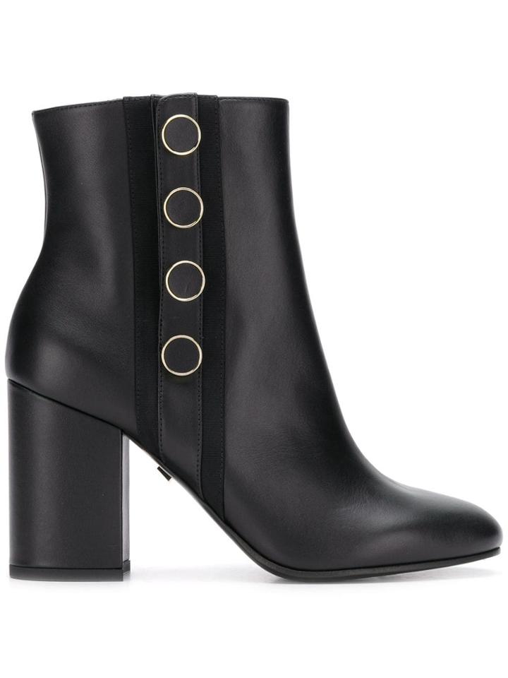 Grey Mer Button Detail Ankle Boots - Black