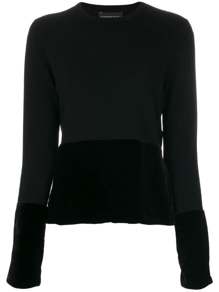 Cashmere In Love Cashmere Velvet Panel Jumper - Black