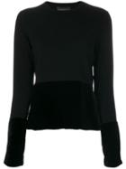 Cashmere In Love Cashmere Velvet Panel Jumper - Black