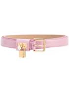 Dolce & Gabbana Padlock Belt, Women's, Size: 80, Pink/purple, Calf Leather