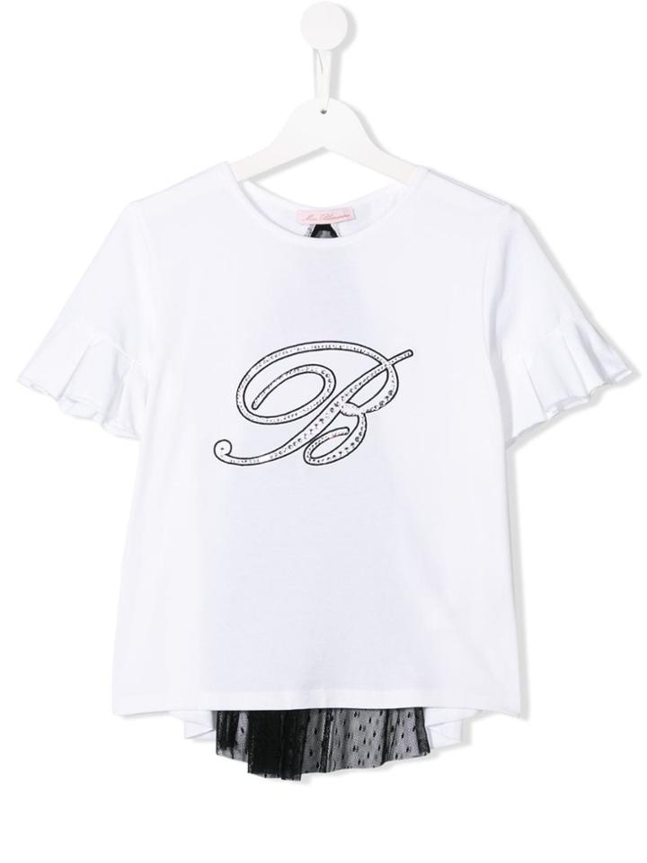 Miss Blumarine Teen Ruffle Sleeve T-shirt - White