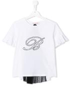 Miss Blumarine Teen Ruffle Sleeve T-shirt - White