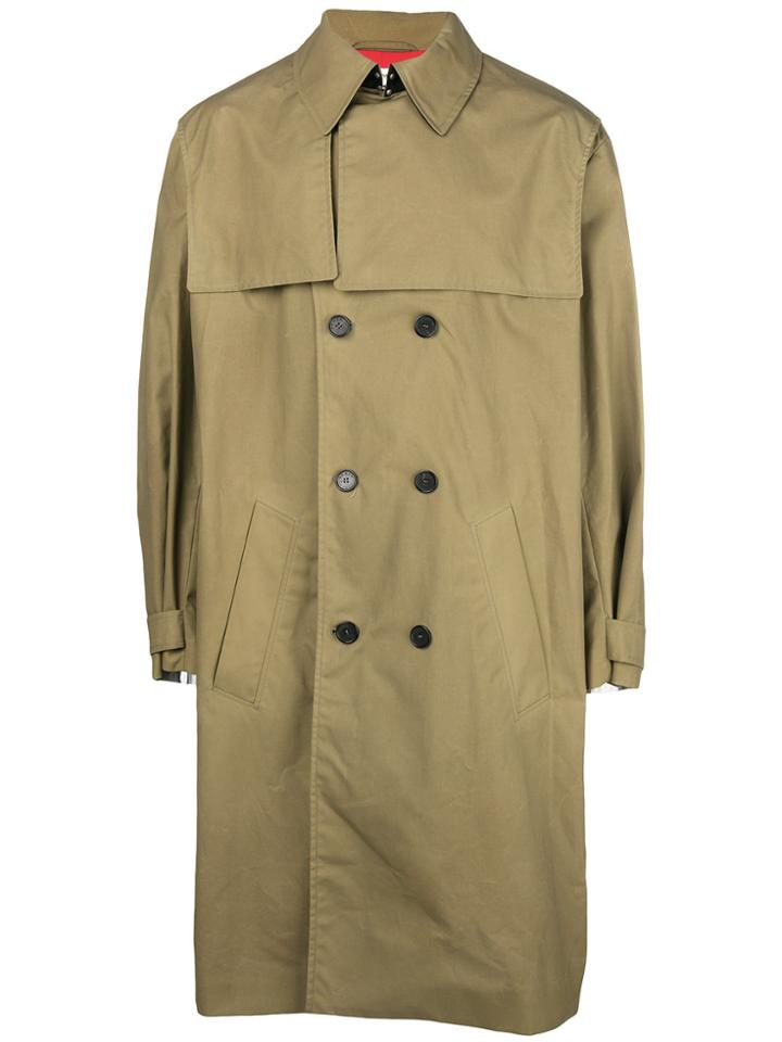 Kenzo Double Breasted Trench Coat - Green