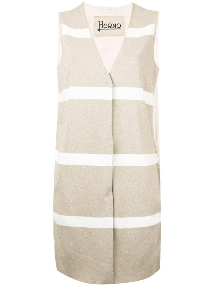 Herno - Striped Waistcoat - Women - Polyamide/polyester/viscose/metallic Fibre - 46, Women's, Nude/neutrals, Polyamide/polyester/viscose/metallic Fibre