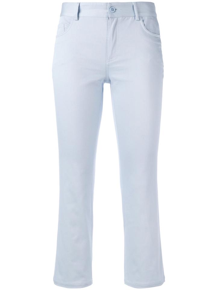 L'autre Chose Cropped Trousers, Women's, Size: 40, Blue, Cotton/spandex/elastane