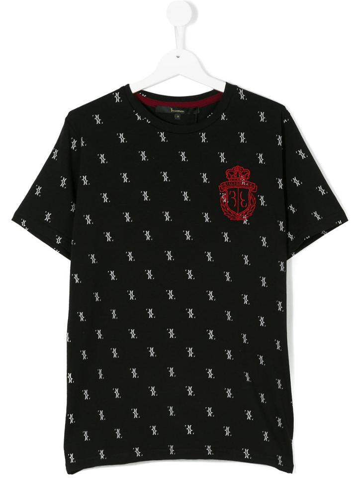 Billionaire Kids All-over Logo Print T-shirt - Black