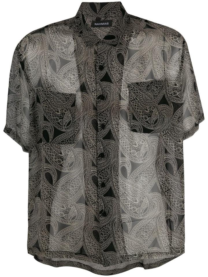 Nahmias Sheer Paisley Print Shirt - Black