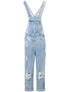 Balmain Distressed Denim Jumpsuit - Blue
