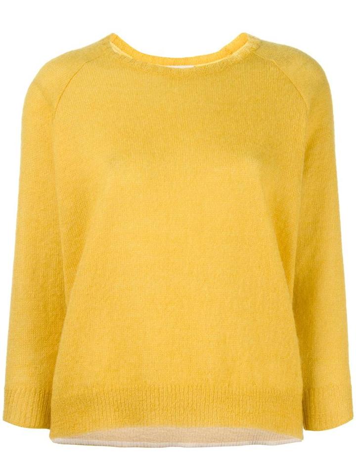 Moncler Knitted Round Neck Sweater, Women's, Size: Medium, Yellow/orange, Mohair/wool/polyamide/polyester
