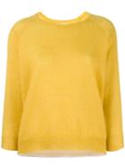 Moncler Knitted Round Neck Sweater, Women's, Size: Medium, Yellow/orange, Mohair/wool/polyamide/polyester