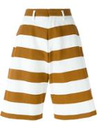 No21 - Striped Wide Leg Knee-length Shorts - Women - Cotton/rayon - 38, White, Cotton/rayon