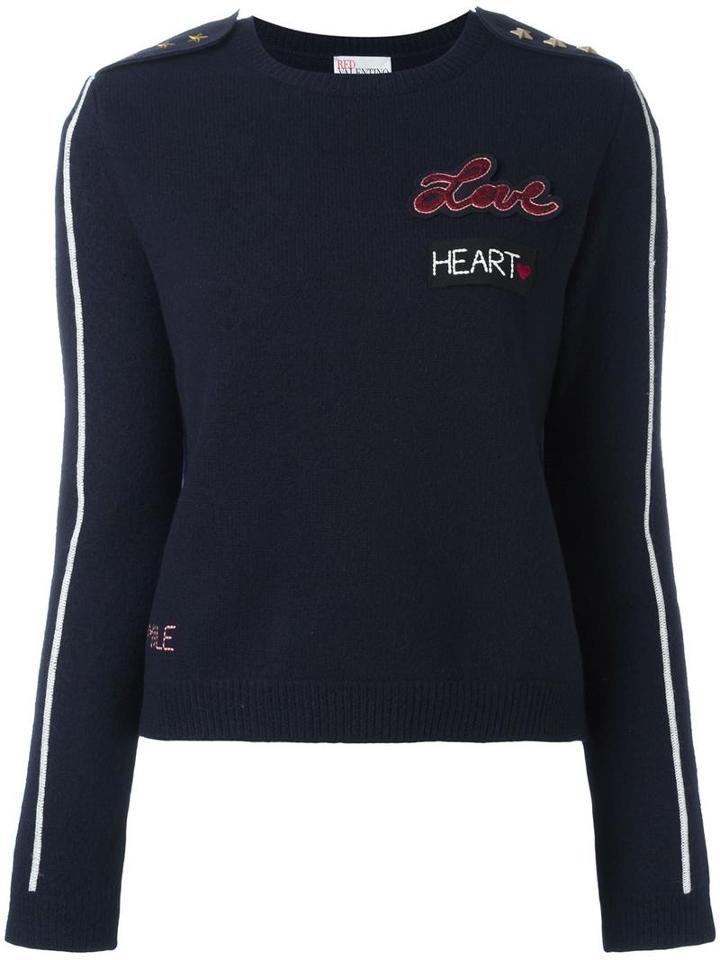 Red Valentino 'love' Jumper, Women's, Size: Small, Blue, Virgin Wool/viscose/polyester