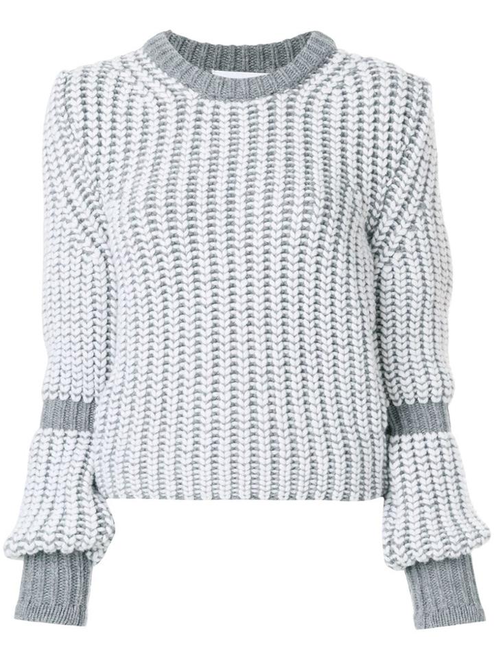 Thom Browne Bi-colored Chunky Merino Pullover - Grey